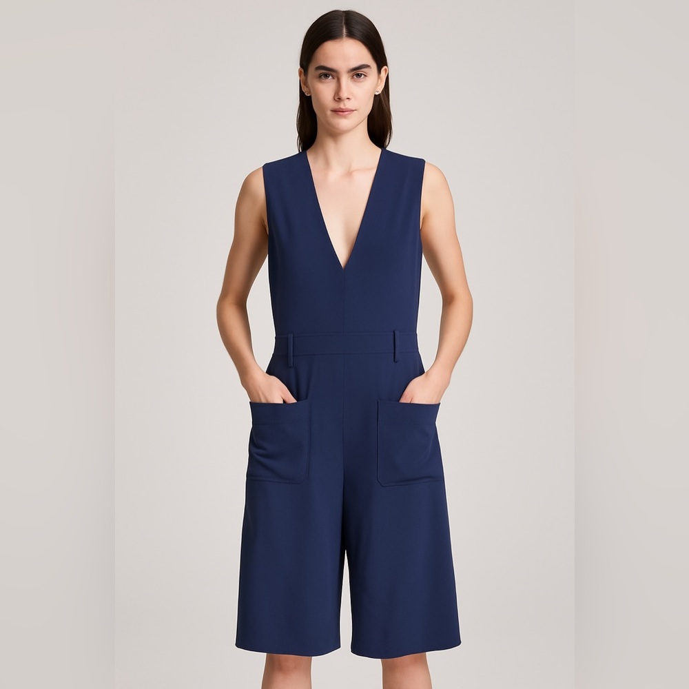 Public School New York Navy Sleeveless V-Neck Utility Jumpsuit Romper Size 4